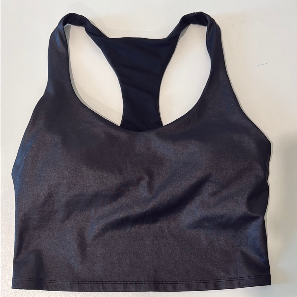Fabletics Black Shimmer Longline Sports Bra